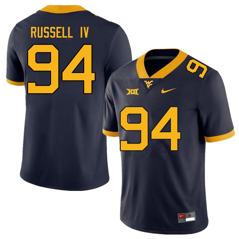 Men #94 Hammond Russell IV West Virginia Mountaineers College Football Jerseys Sale-Navy